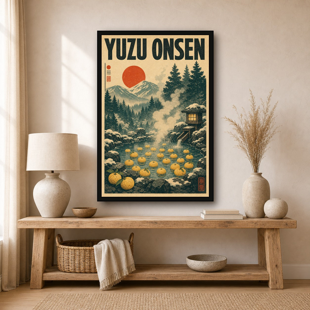 Yuzuonsen Japanese Retro Poster Print - 2x3 room mockup