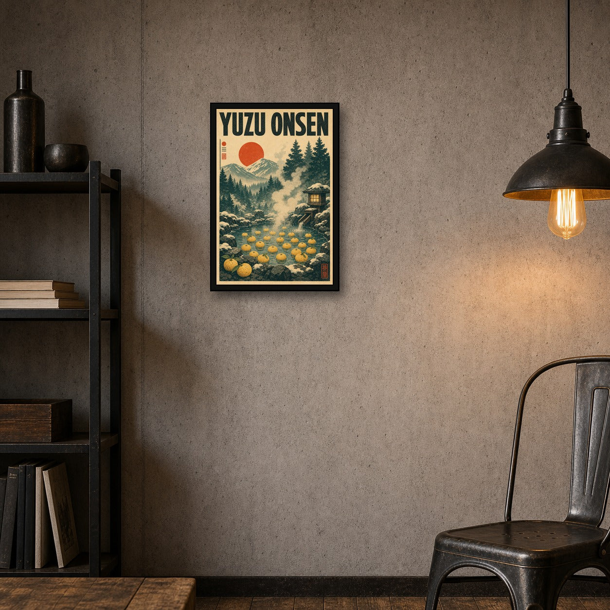 Yuzuonsen Japanese Retro Poster Print - 2x3 room mockup