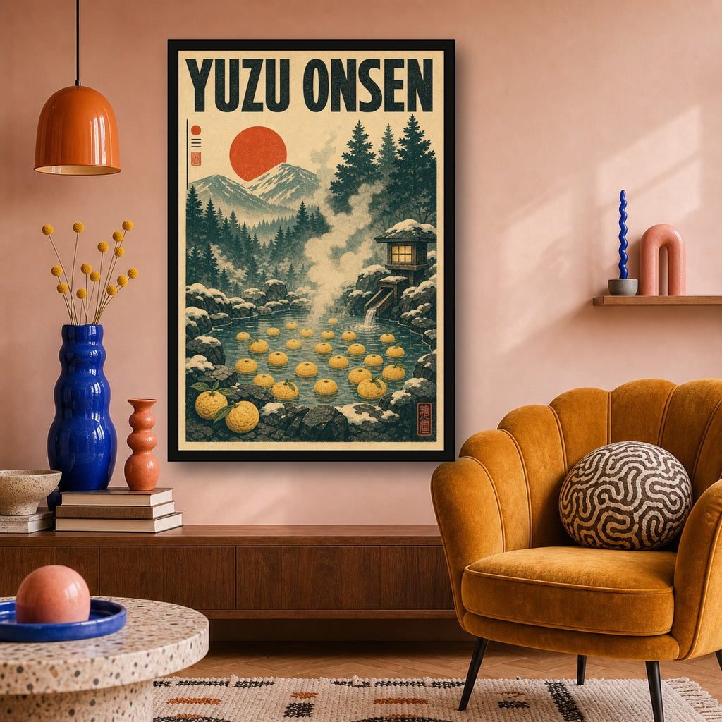 Yuzuonsen Japanese Retro Poster Print - 2x3 room mockup