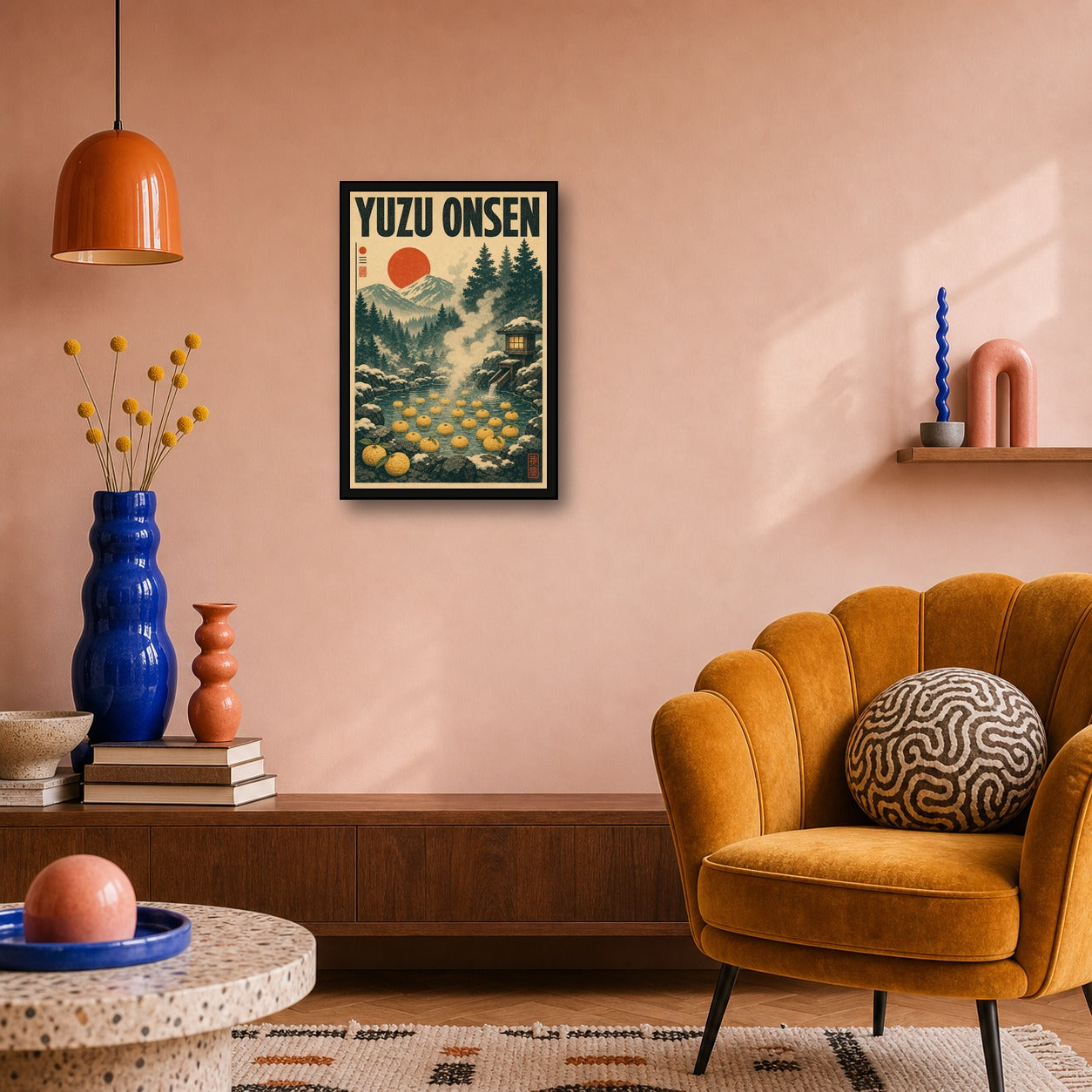 Yuzuonsen Japanese Retro Poster Print - 2x3 room mockup