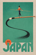 Zen Balance Japan Poster, Elegant Japanese Calligraphy Art, Minimalist Travel Print