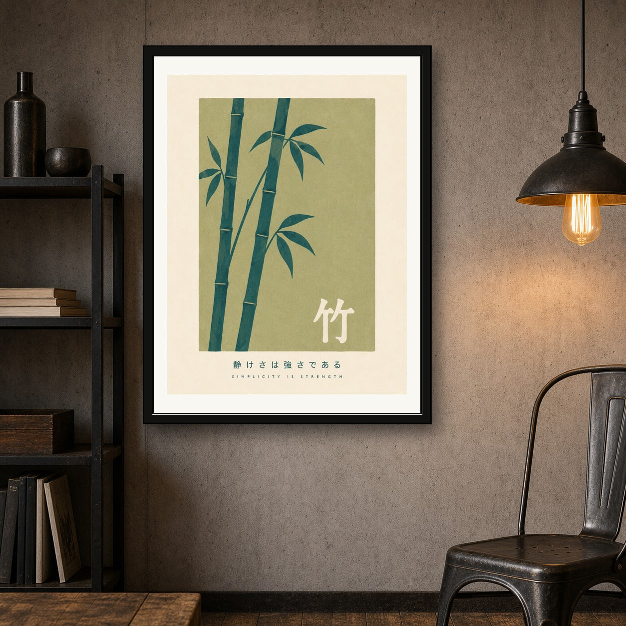 Zen Bamboo Forest Poster, Japanese Calm Wall Art, Minimalist Travel Print - corrected 3x4 room mockup