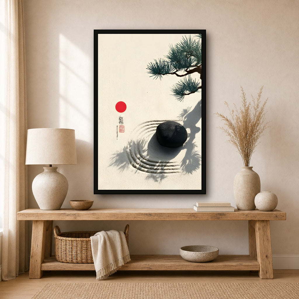 Zen Garden Poster, Japanese Garden Wall Art, Calm Poster Print - 2x3 room mockup