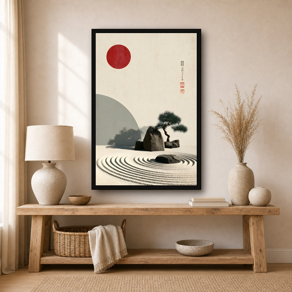 Zen Garden Wall Art, Japanese Calm Poster, Premium Poster Print - 2x3 room mockup