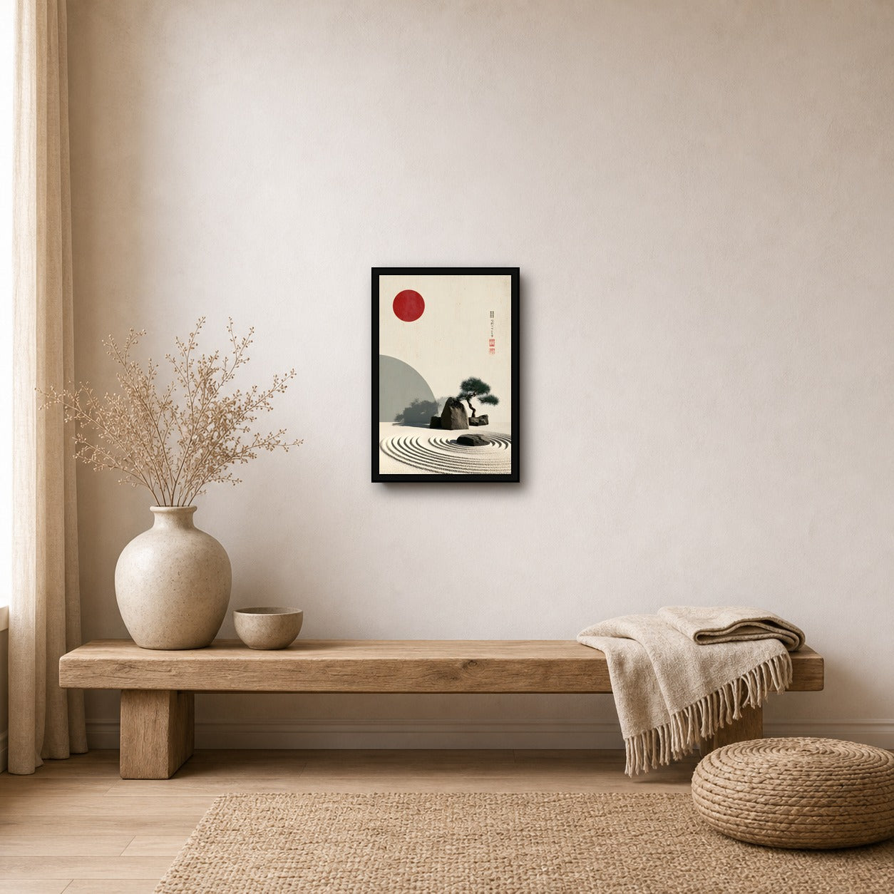 Zen Garden Wall Art, Japanese Calm Poster, Premium Poster Print - 2x3 room mockup