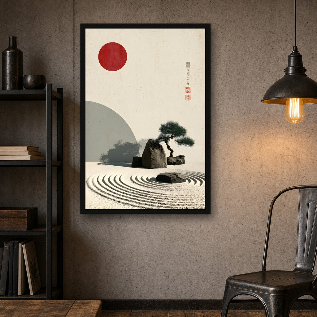 Zen Garden Wall Art, Japanese Calm Poster, Premium Poster Print - 2x3 room mockup