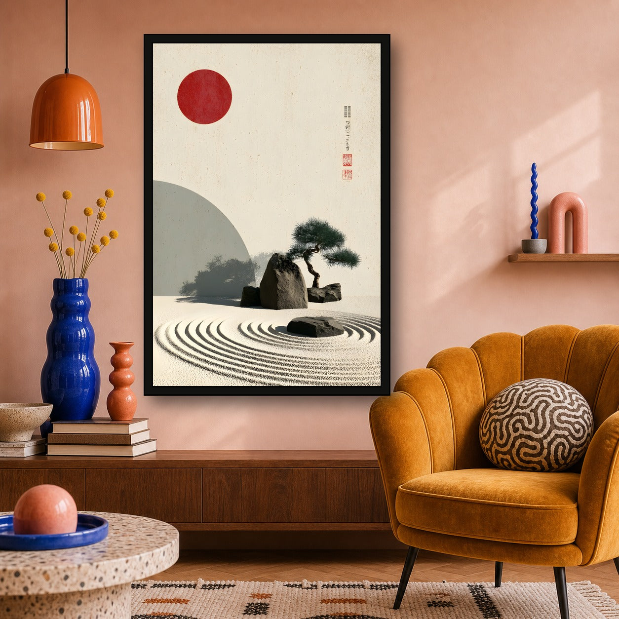 Zen Garden Wall Art, Japanese Calm Poster, Premium Poster Print - 2x3 room mockup