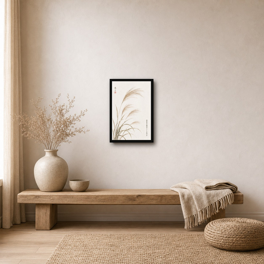Zen Japanese Pampas Grass Poster, Serene Reed Wall Art, Calming Nature Print in Your Choice of Six Sizes - 2x3 room mockup