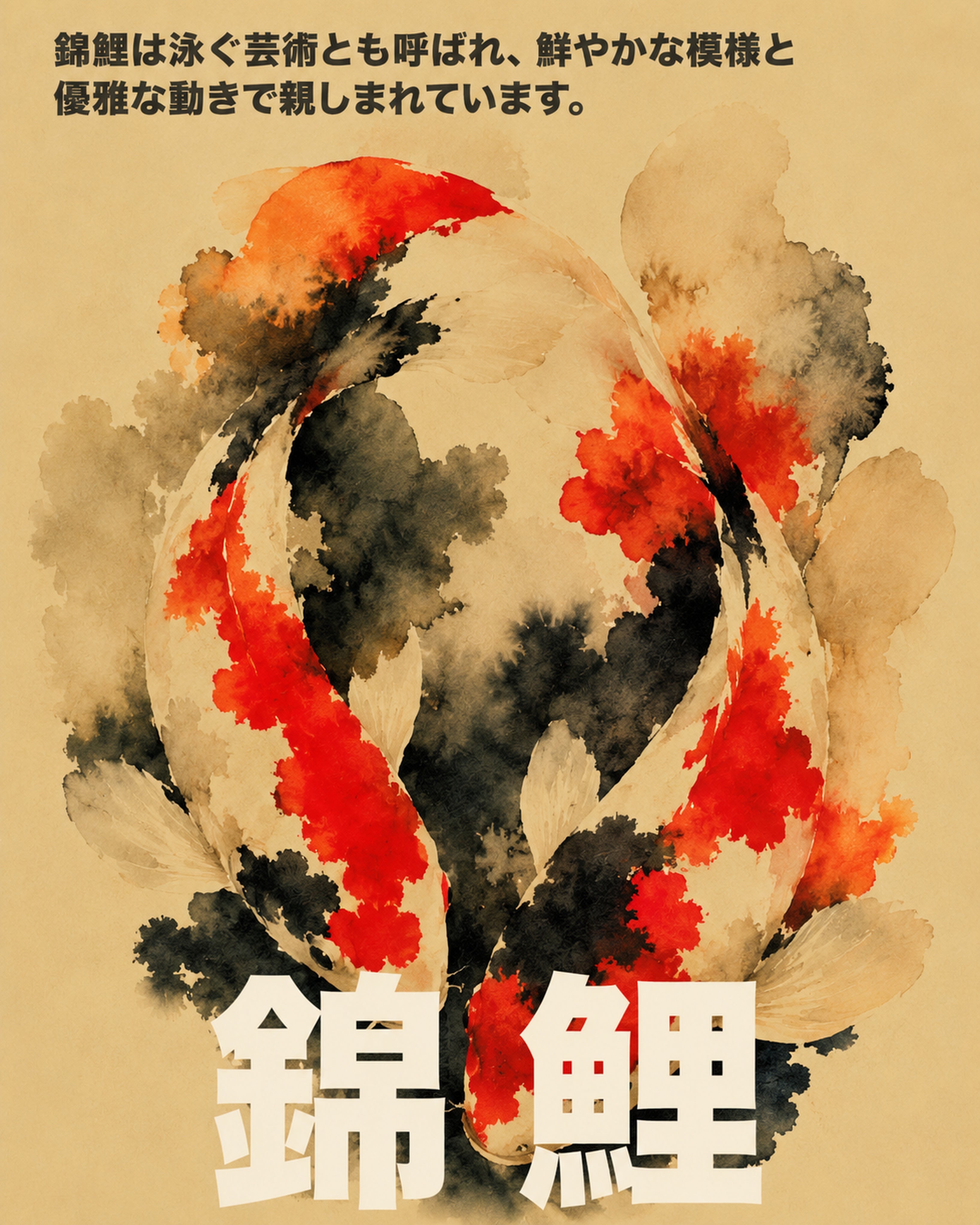 Zen Koi Fish Watercolor Art Print, Japanese Vibrant Wall Decor, Spiritual Home Art in Your Choice of Six Sizes - corrected 4x5 flat artwork