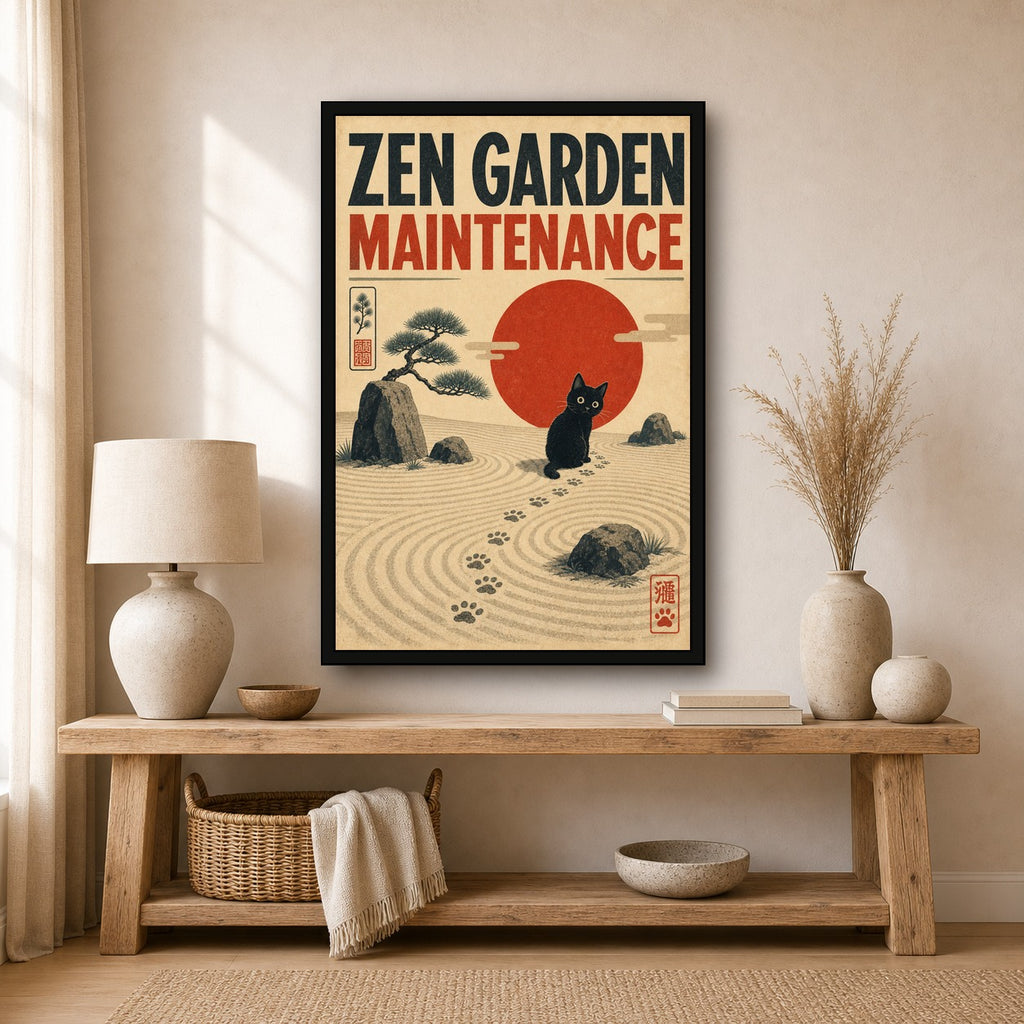 Zengardenmaintenance Japanese Retro Poster Print - 2x3 room mockup