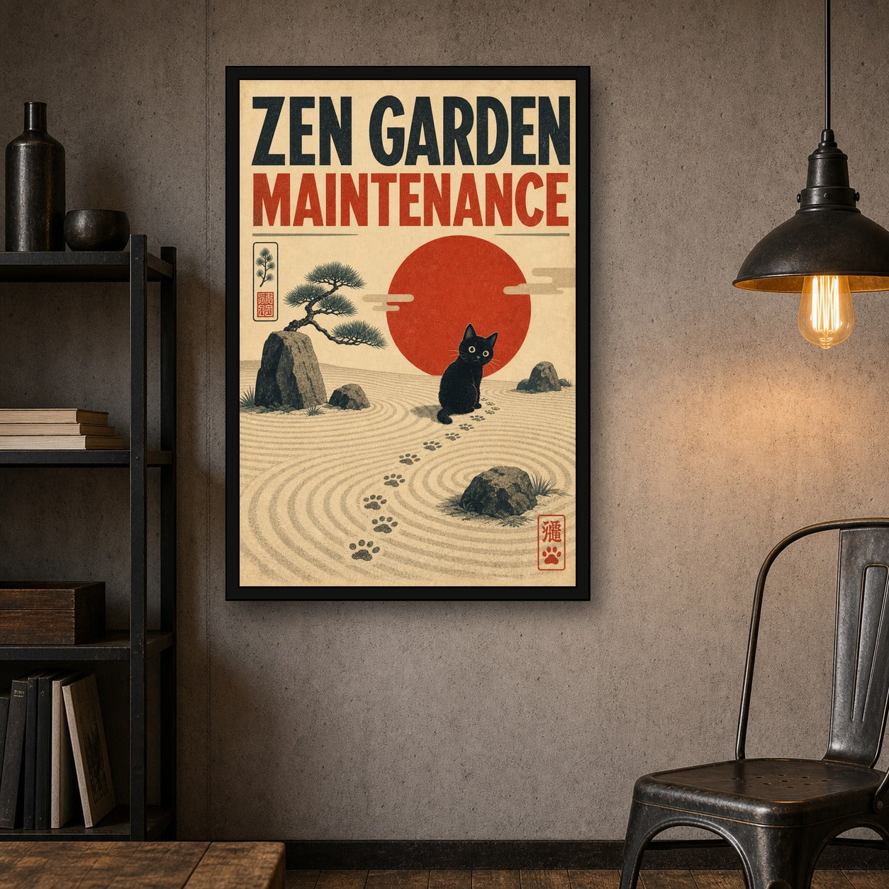 Zengardenmaintenance Japanese Retro Poster Print - 2x3 room mockup