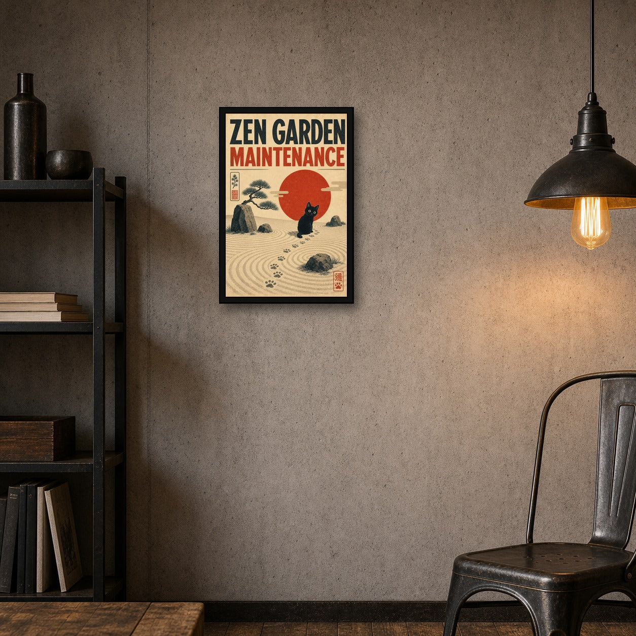 Zengardenmaintenance Japanese Retro Poster Print - 2x3 room mockup