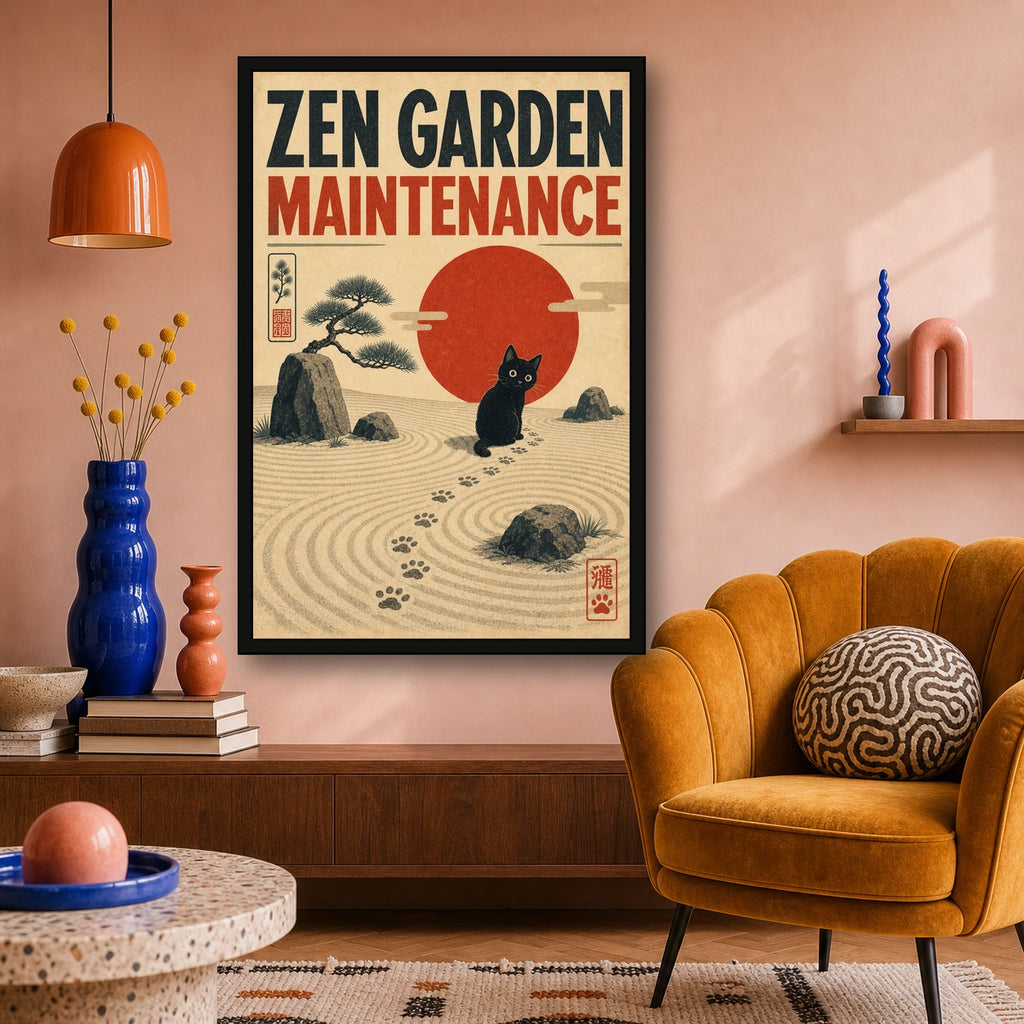 Zengardenmaintenance Japanese Retro Poster Print - 2x3 room mockup