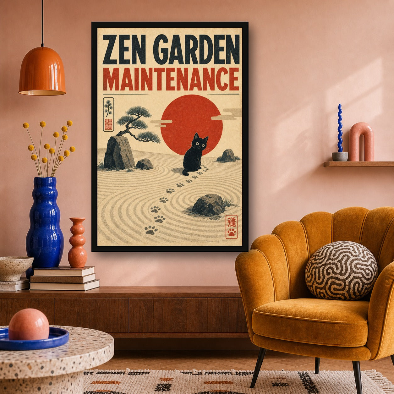 Zengardenmaintenance Japanese Retro Poster Print - 2x3 room mockup