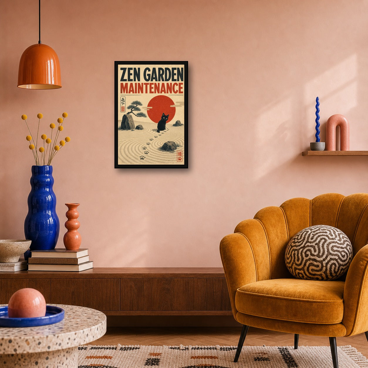 Zengardenmaintenance Japanese Retro Poster Print - 2x3 room mockup