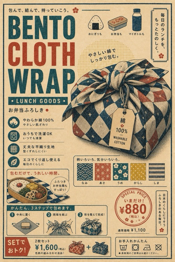 Bento Cloth Wrap Japanese Retro Poster