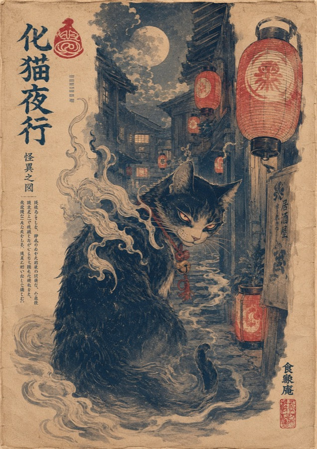 Black Cat Yokai Alley Japanese Poster