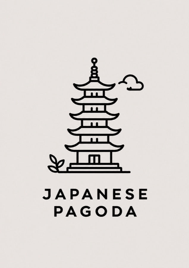 Japanese Pagoda Icon Japanese Retro Poster Print