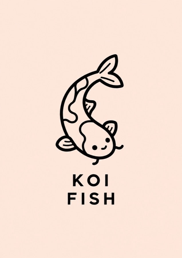 Koi Fish Icon Japanese Retro Poster Print