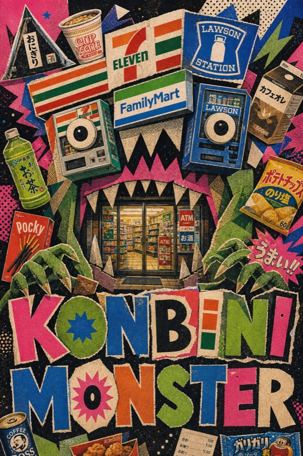 Konbinimonster Logo Japanese Retro Poster Print