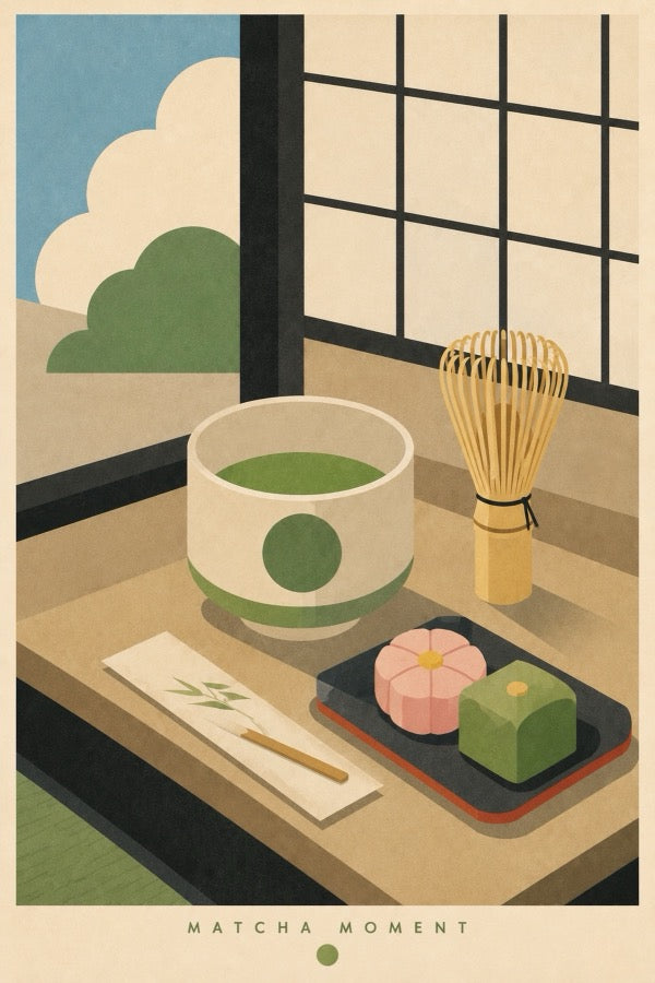 Matcha Moment Japanese Retro Poster Print
