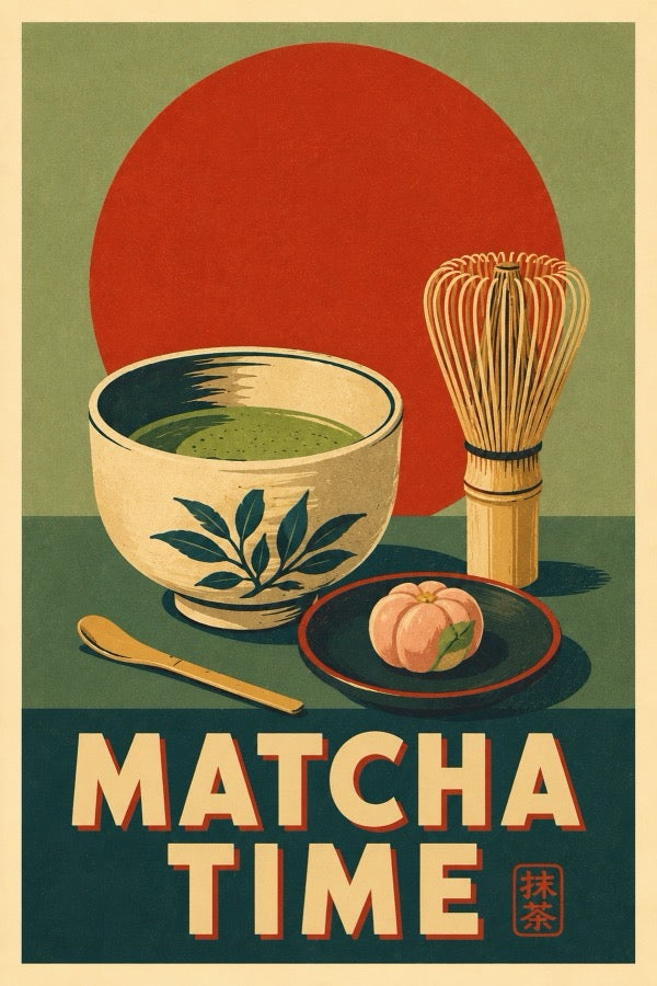 Matcha Time Japanese Retro Poster Print