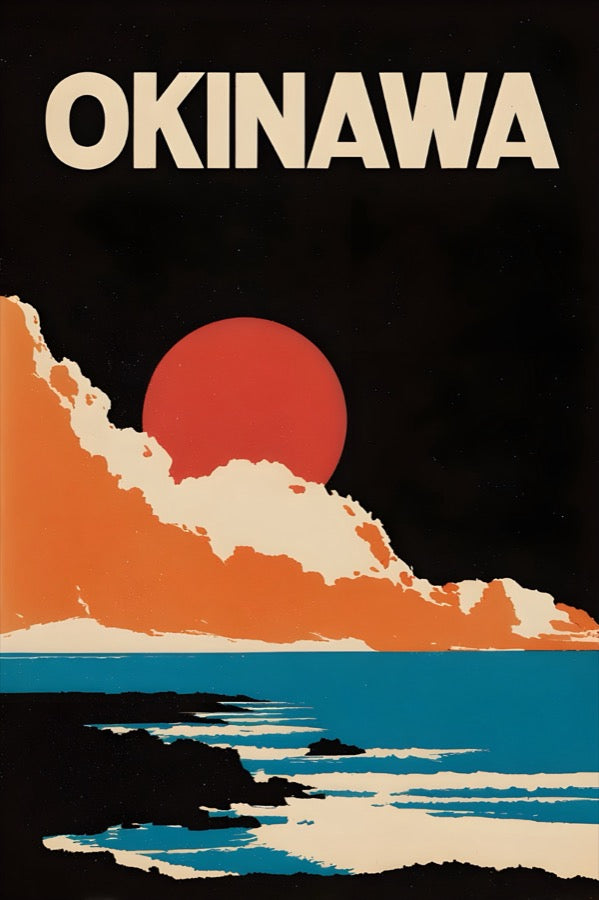 Okinawa Poster, Japanese Island Travel Print, Coastal Wall Art