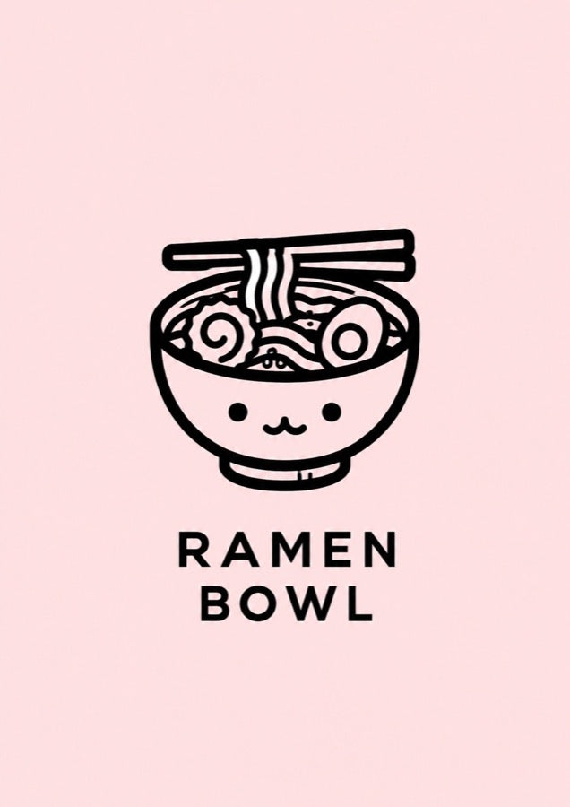 Ramen Bowl Icon Japanese Retro Poster Print