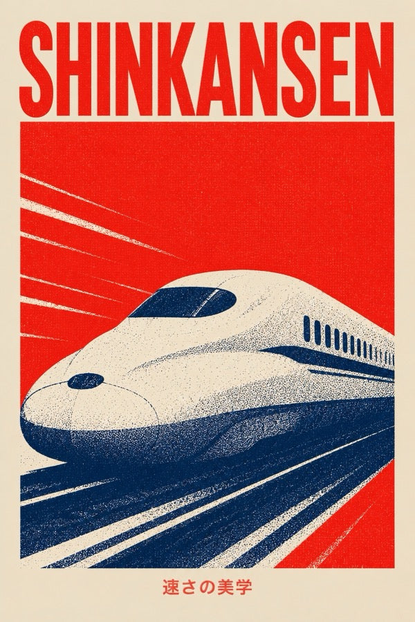 Shinkansen Red Poster Japanese Retro Poster Print