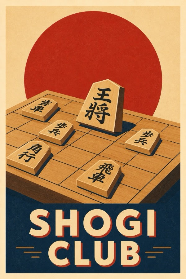 Shogi Club Japanese Retro Poster Print