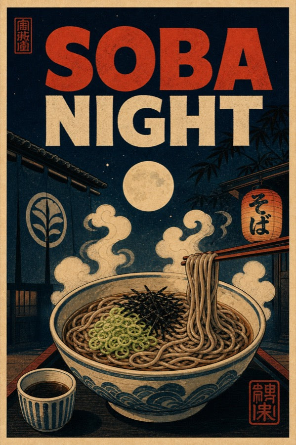Sobanight Poster, Japanese Travel Wall Art, Matte Print