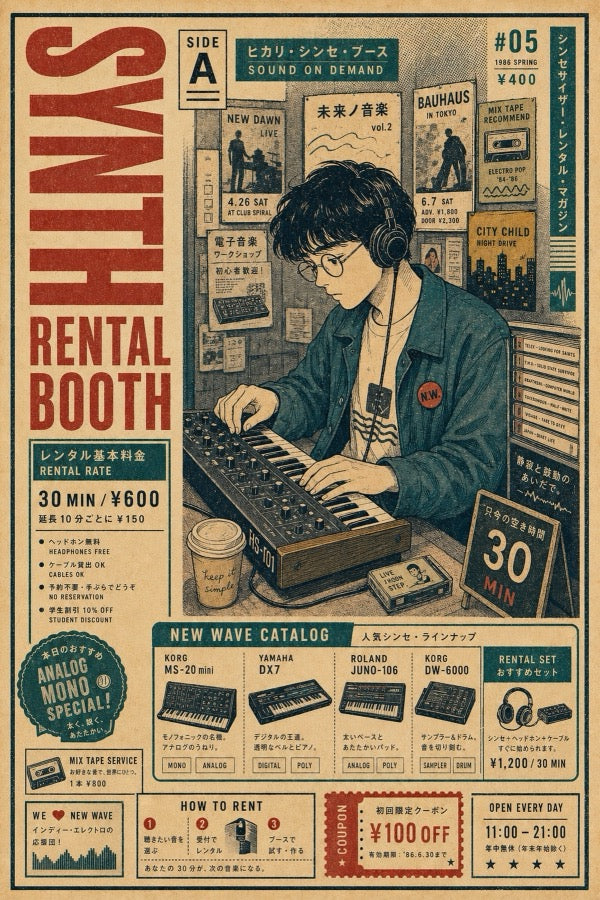 Synth Rental Booth Japanese Retro Poster Print